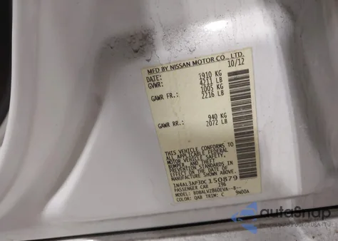 2013 Nissan Altima 2.5 Sl из США, поврежденный, VIN 1N4AL3AP3DC150879